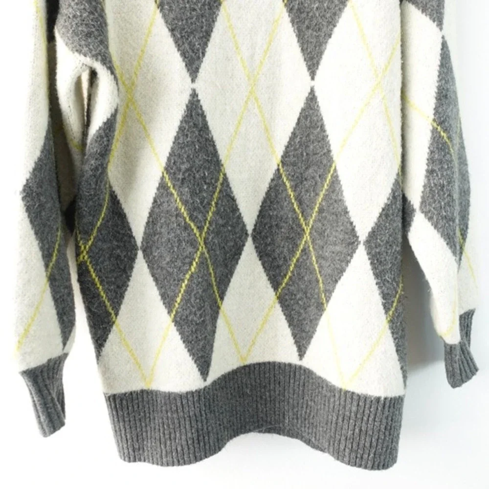 PRINGLE OF SCOTLAND x H&M Sweater Small Argyle Scottish Wool Roll Oversize Tunic - Picture 10 of 13